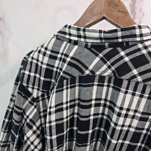 Filson Shirt Mens Large Black White Plaid Button Up Long Flannel Lightweight - Picture 6 of 12